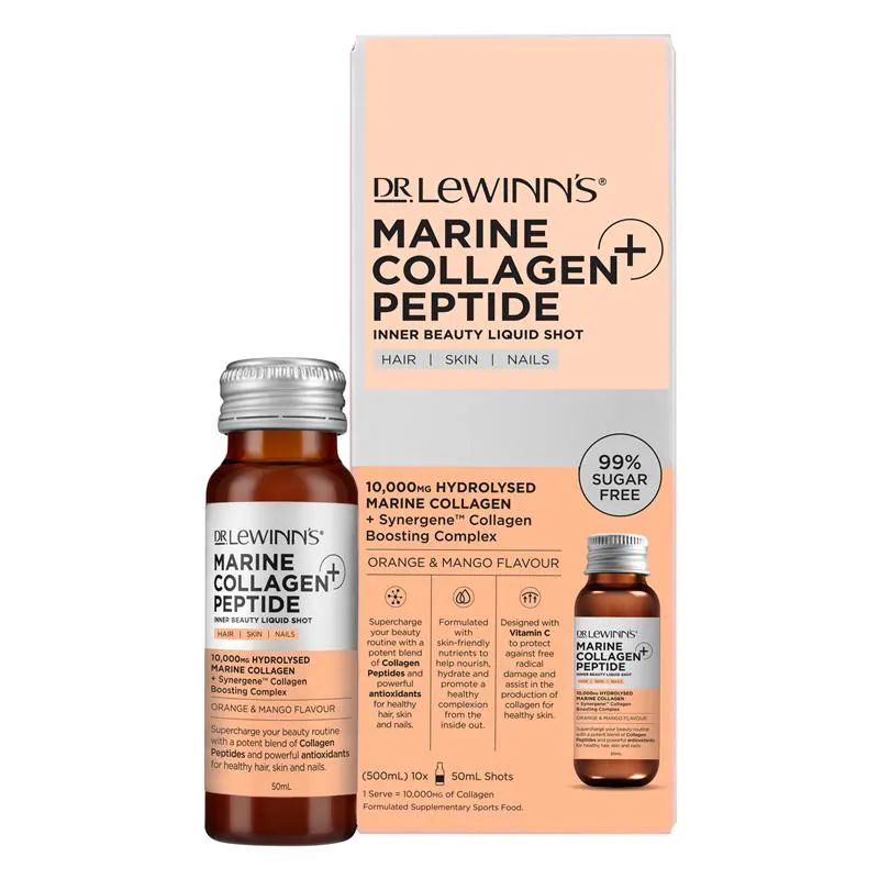 Dr. LeWinn's Marine Collagen Peptide Inner Beauty Liquid Shot Orange & Mango Flavour - 10 x 50ml, view 3