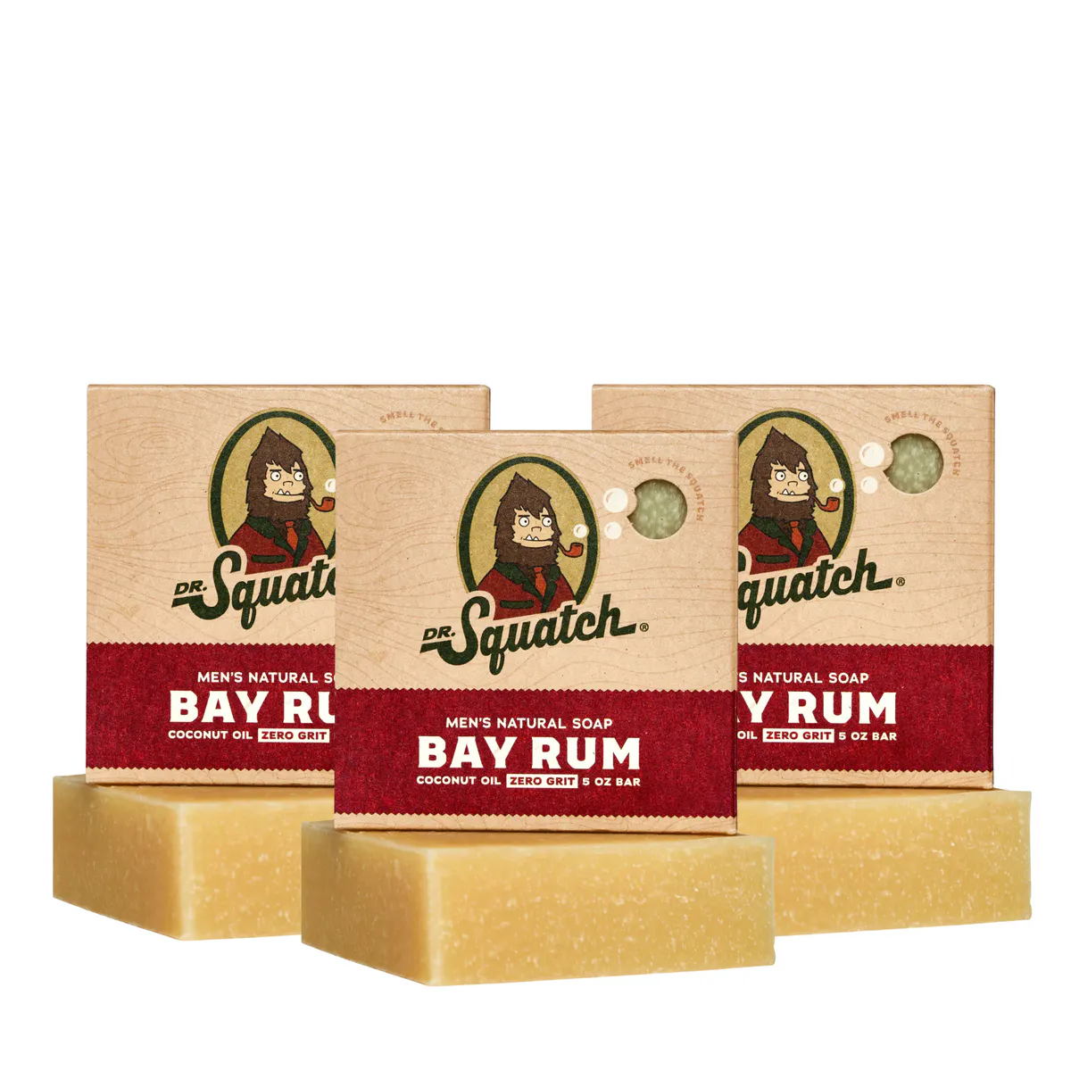 Dr Squatch Bay Rum Natural Bar Soap for Men 141g Trio Bundle