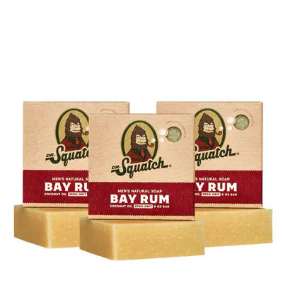 Dr Squatch Bay Rum Natural Bar Soap for Men 141g Trio Bundle
