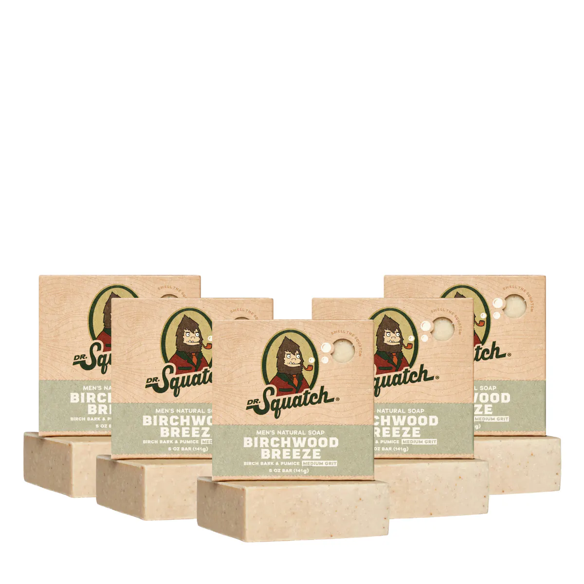 Dr Squatch Birchwood Breeze Natural Bar Soap for Men 141g 5 Pack