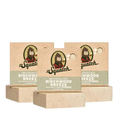 Dr Squatch Birchwood Breeze Natural Bar Soap for Men 141g Trio Bundle