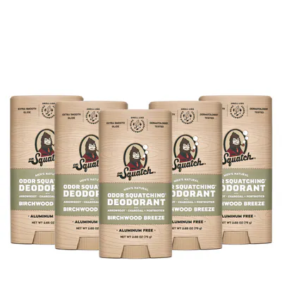 Dr Squatch Birchwood Breeze Natural Deodorant for Men 75g 5 Pack