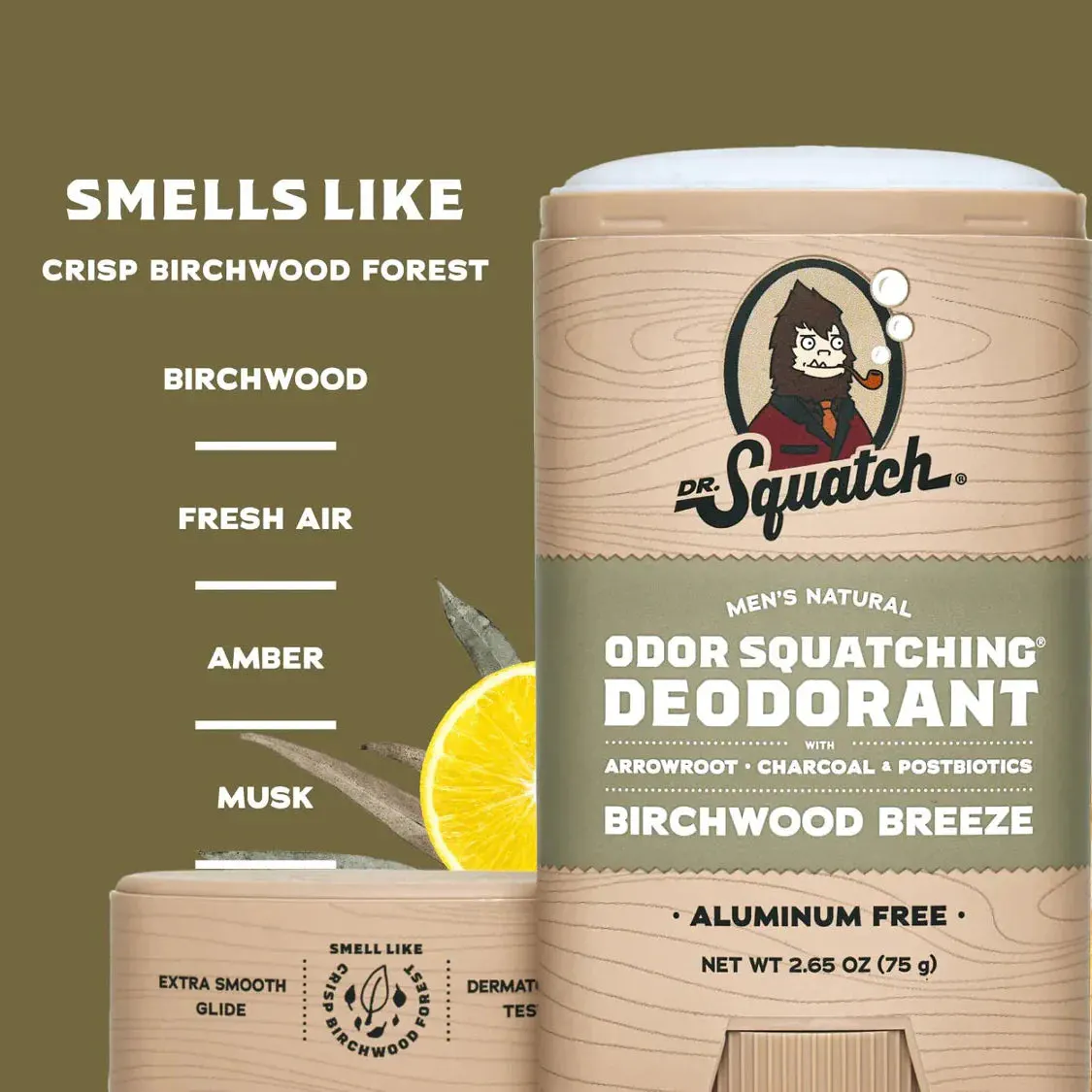 Dr Squatch Birchwood Breeze Natural Deodorant for Men 75g 5 Pack, view 2
