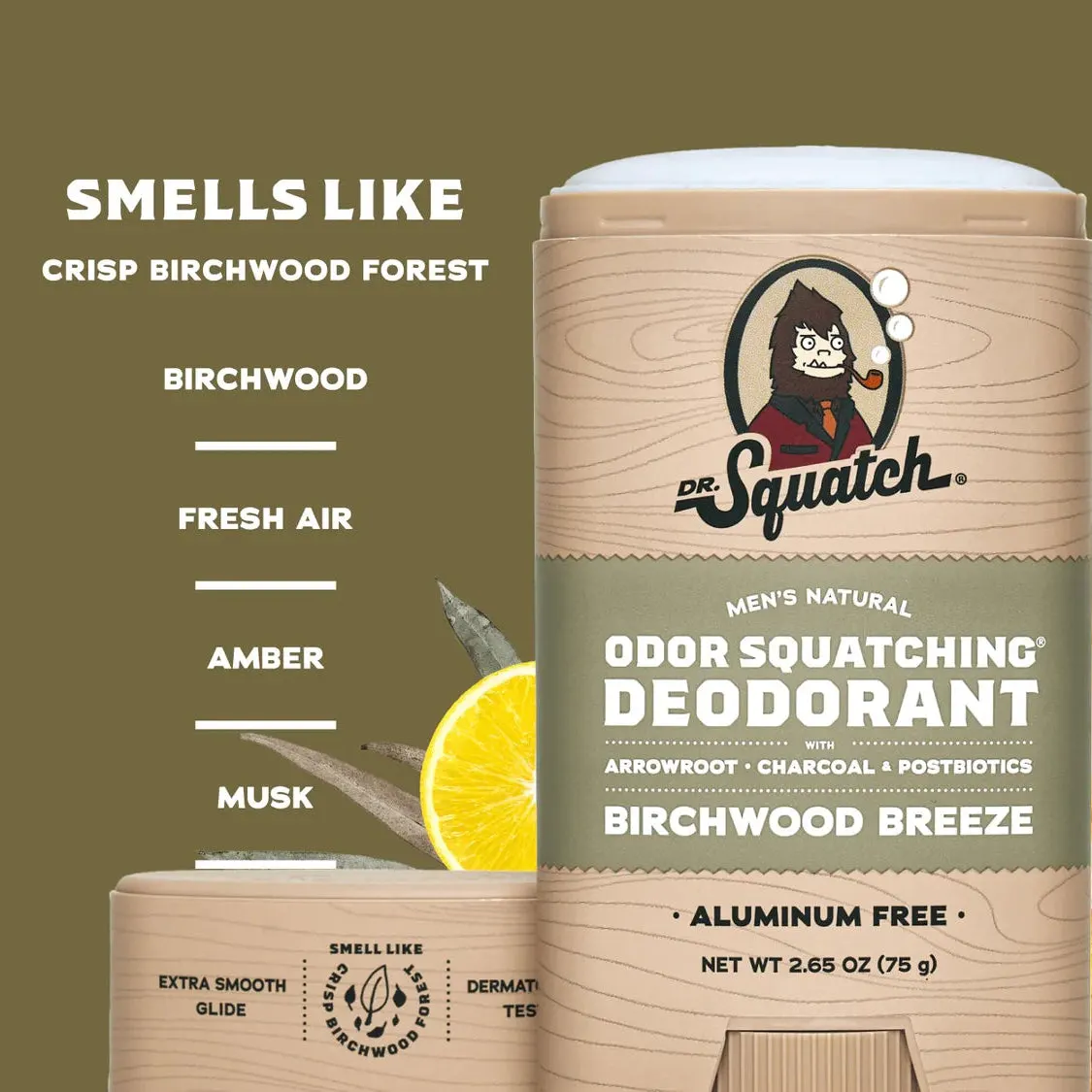 Dr Squatch Birchwood Breeze Natural Deodorant for Men 75g, view 2