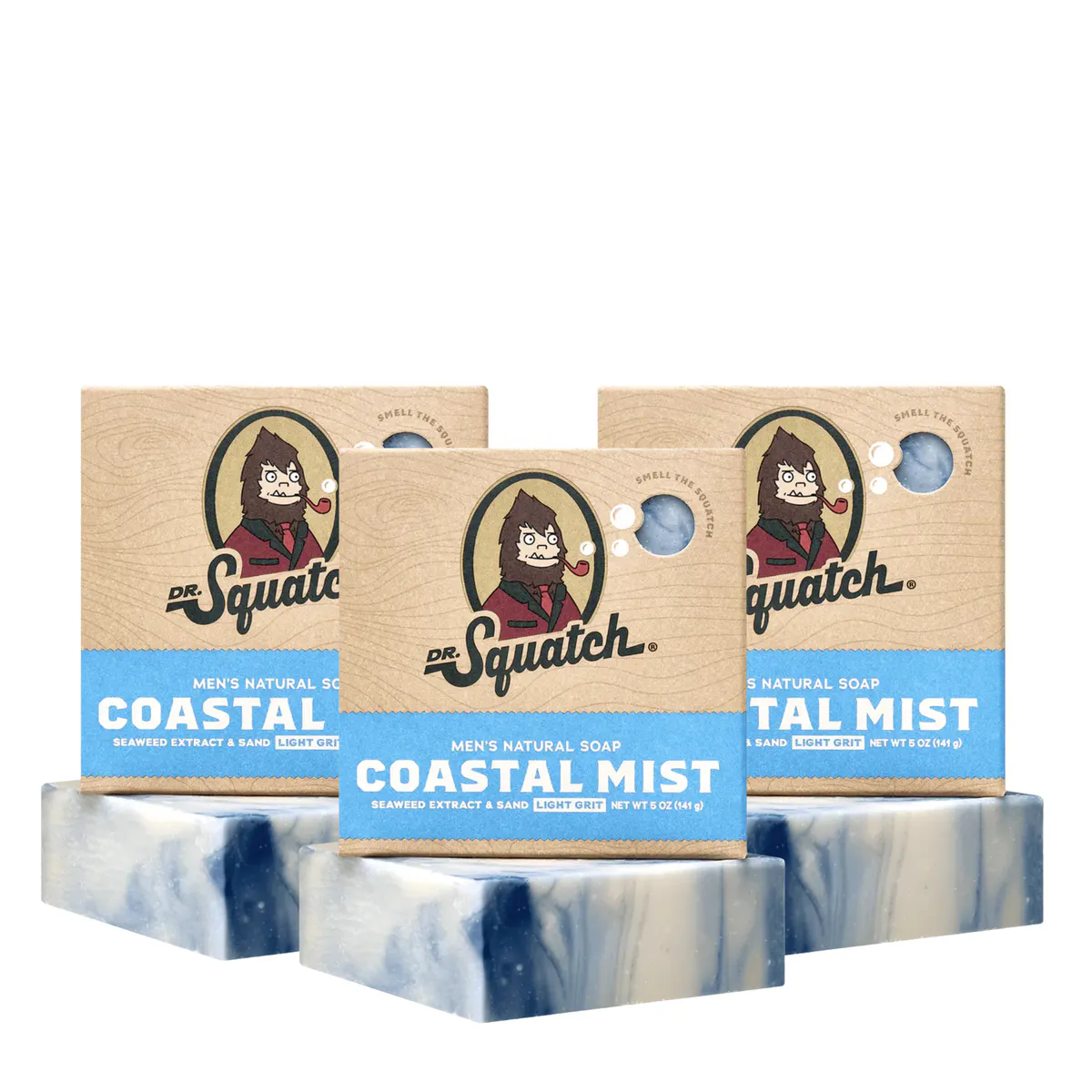Dr Squatch Coastal Mist Natural Bar Soap for Men 141g Trio Bundle