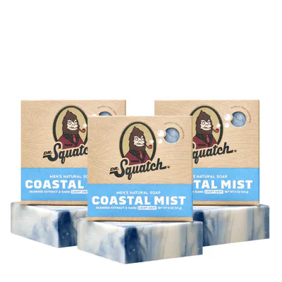 Dr Squatch Coastal Mist Natural Bar Soap for Men 141g Trio Bundle