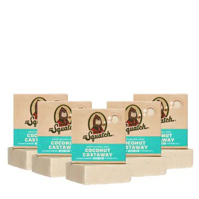 Dr Squatch Coconut Castaway Natural Bar Soap for Men 141g 5 Pack