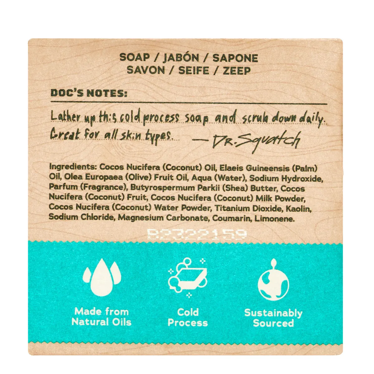 Dr Squatch Coconut Castaway Natural Bar Soap for Men 141g 5 Pack, view 5