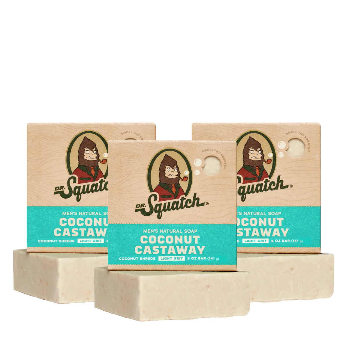 Dr Squatch Coconut Castaway Natural Bar Soap for Men 141g Trio Bundle