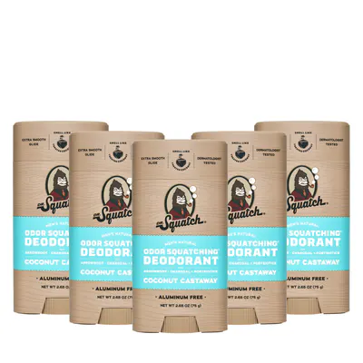 Dr Squatch Coconut Castaway Natural Deodorant for Men 75g 5 Pack