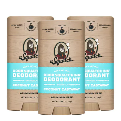Dr Squatch Coconut Castaway Natural Deodorant for Men 75g Trio Bundle
