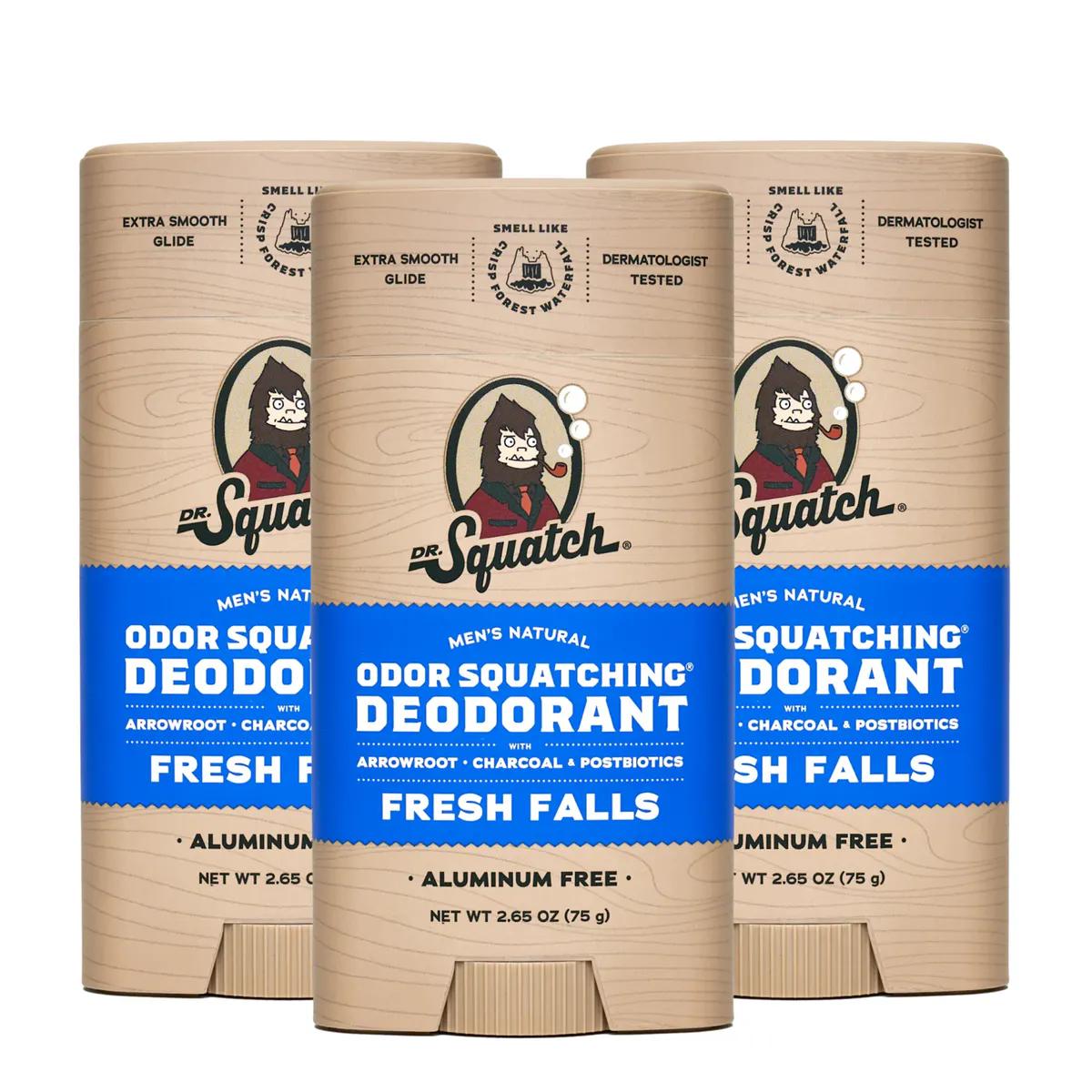 Dr Squatch Fresh Falls Natural Deodorant for Men 75g Trio Bundle
