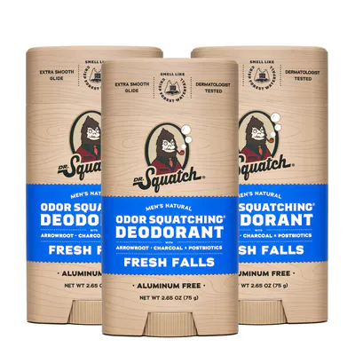 Dr Squatch Fresh Falls Natural Deodorant for Men 75g Trio Bundle