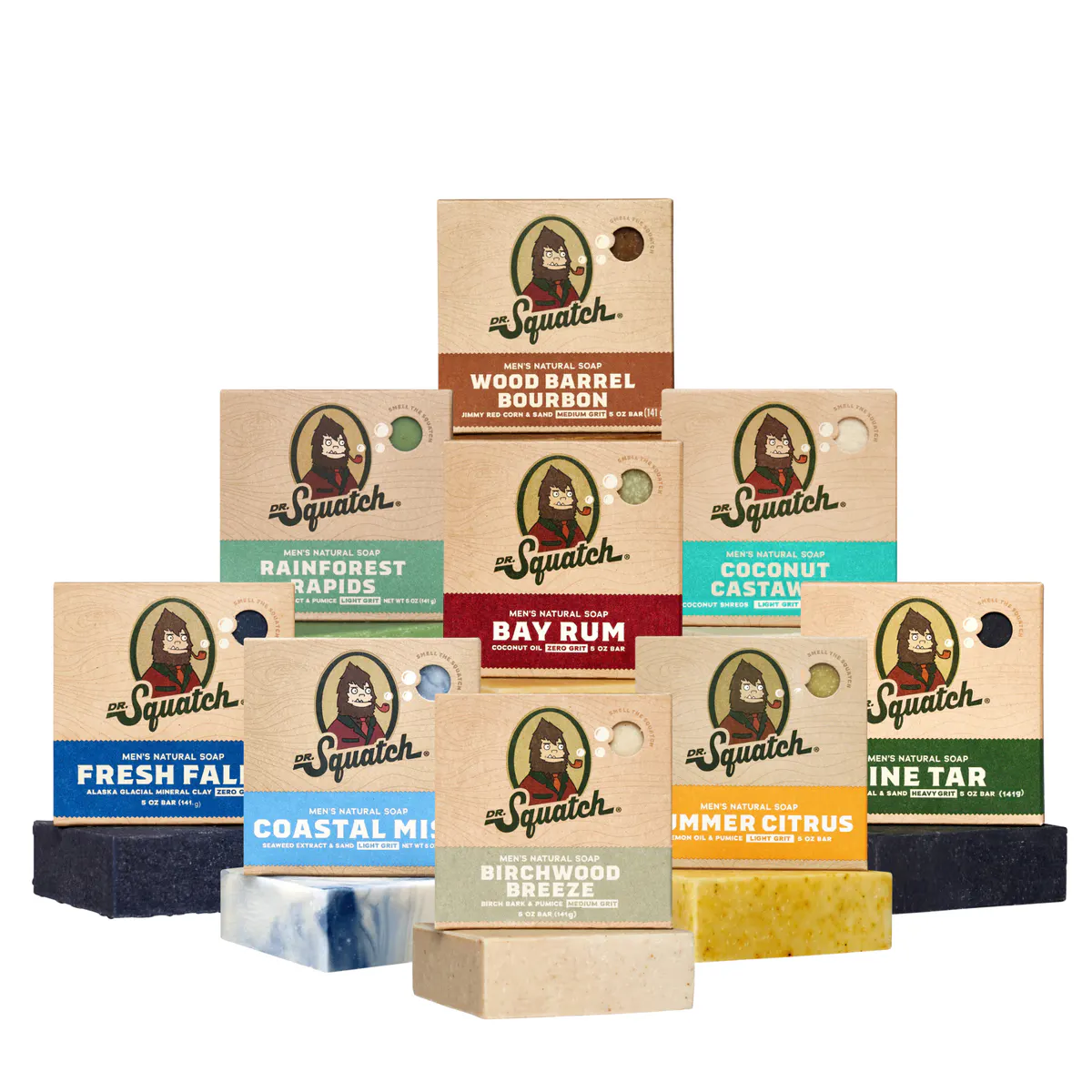 Dr Squatch Natural Bar Soap for Men 141g Mixed Scents Bundle