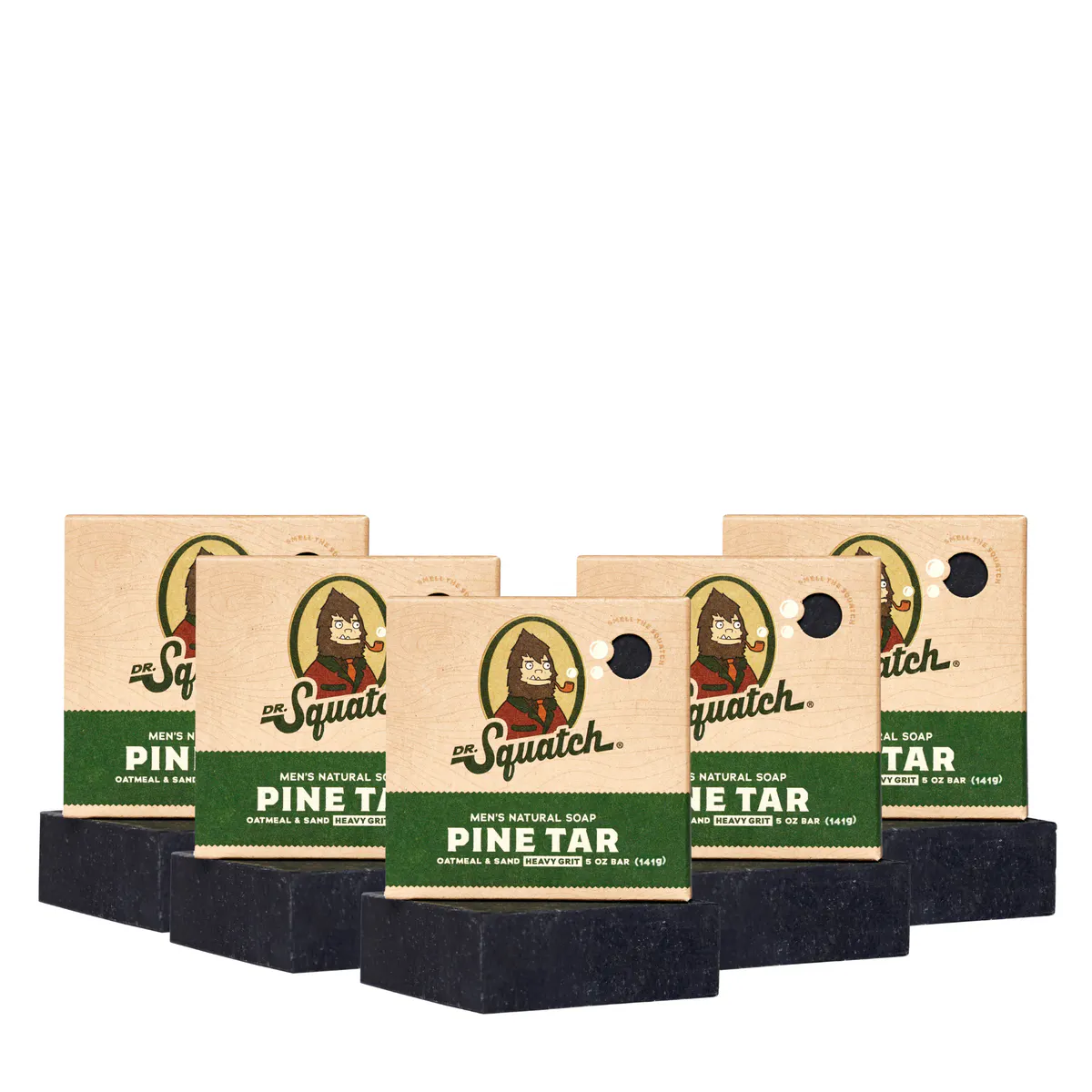 Dr Squatch Pine Tar Natural Bar Soap for Men 141g 5 Pack