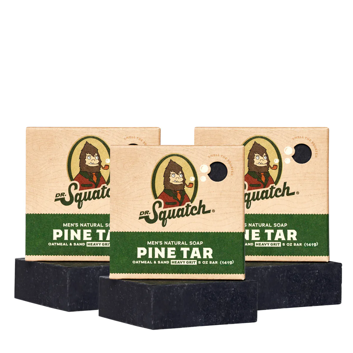 Dr Squatch Pine Tar Natural Bar Soap for Men 141g Trio Bundle