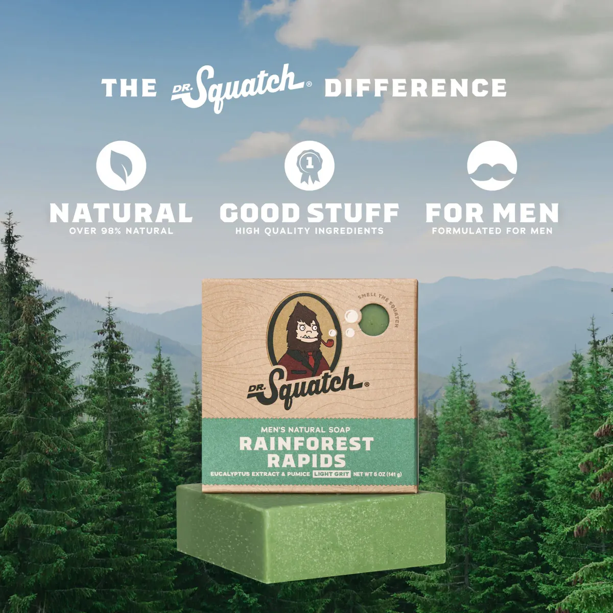 Dr Squatch Rainforest Rapids Natural Bar Soap for Men 141g 5 Pack, view 2