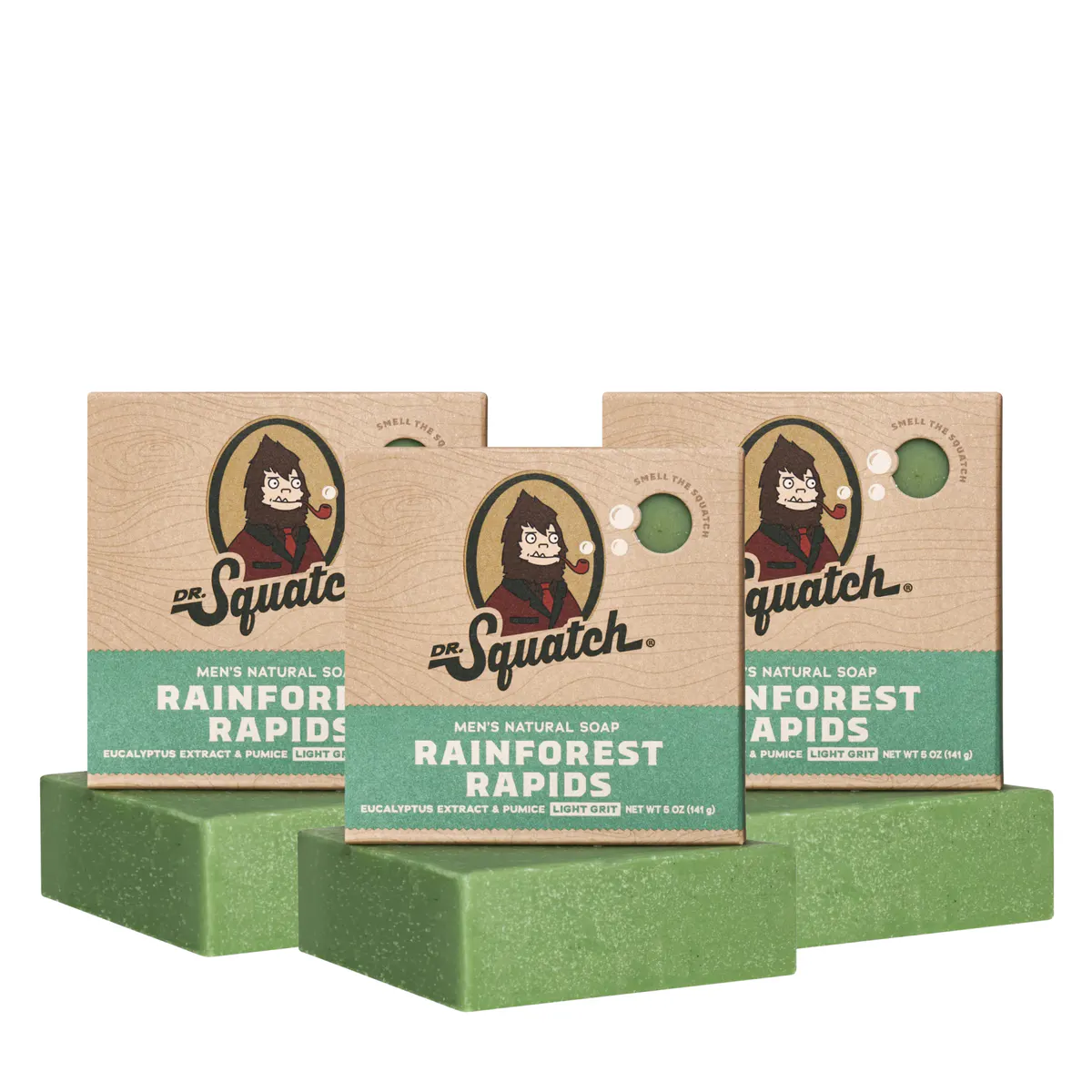 Dr Squatch Rainforest Rapids Natural Bar Soap for Men 141g Trio Bundle