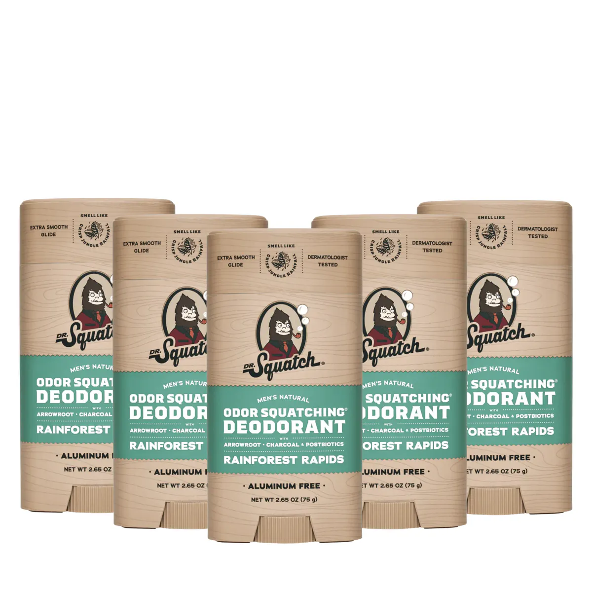 Dr Squatch Rainforest Rapids Natural Deodorant for Men 75g 5 Pack