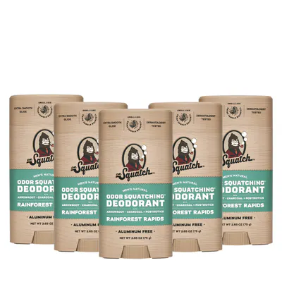 Dr Squatch Rainforest Rapids Natural Deodorant for Men 75g 5 Pack