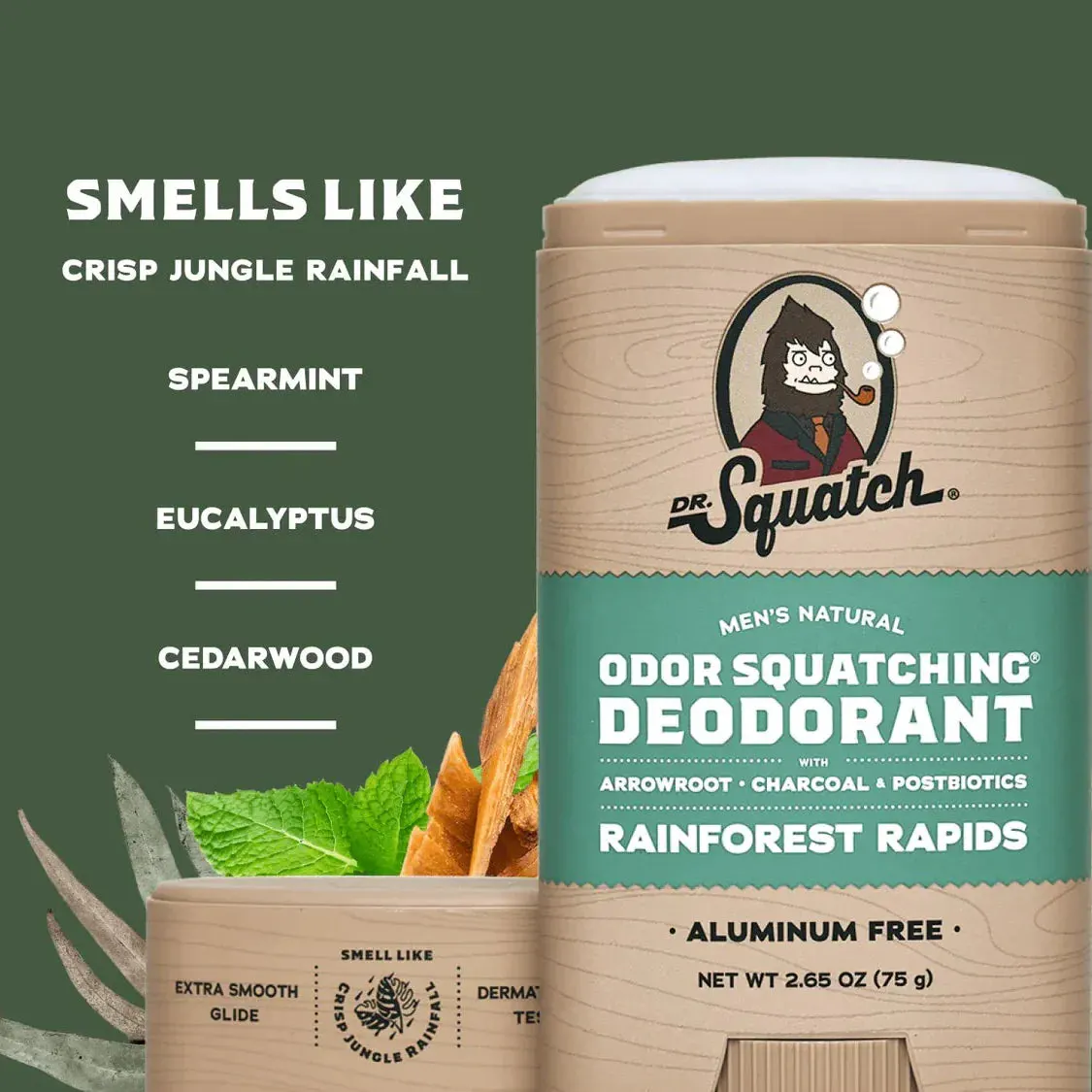 Dr Squatch Rainforest Rapids Natural Deodorant for Men 75g Trio Bundle, view 2