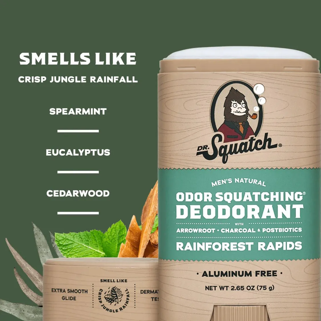 Dr Squatch Rainforest Rapids Natural Deodorant for Men 75g, view 2