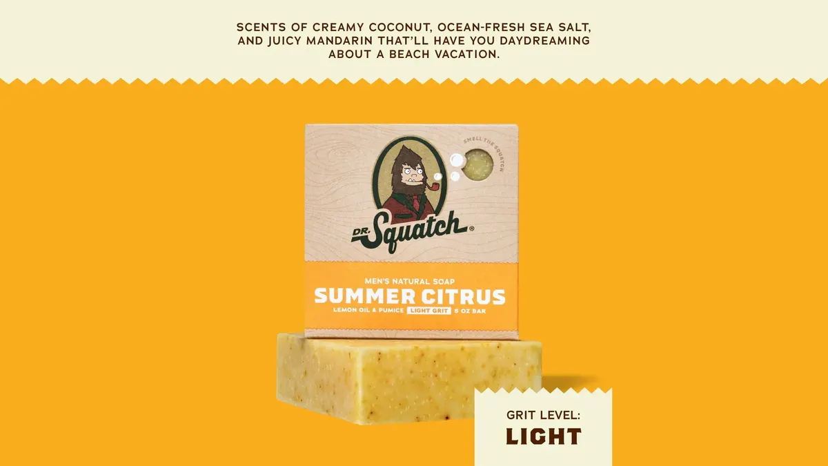 Dr Squatch Summer Citrus Natural Bar Soap for Men 141g 5 Pack, view 5