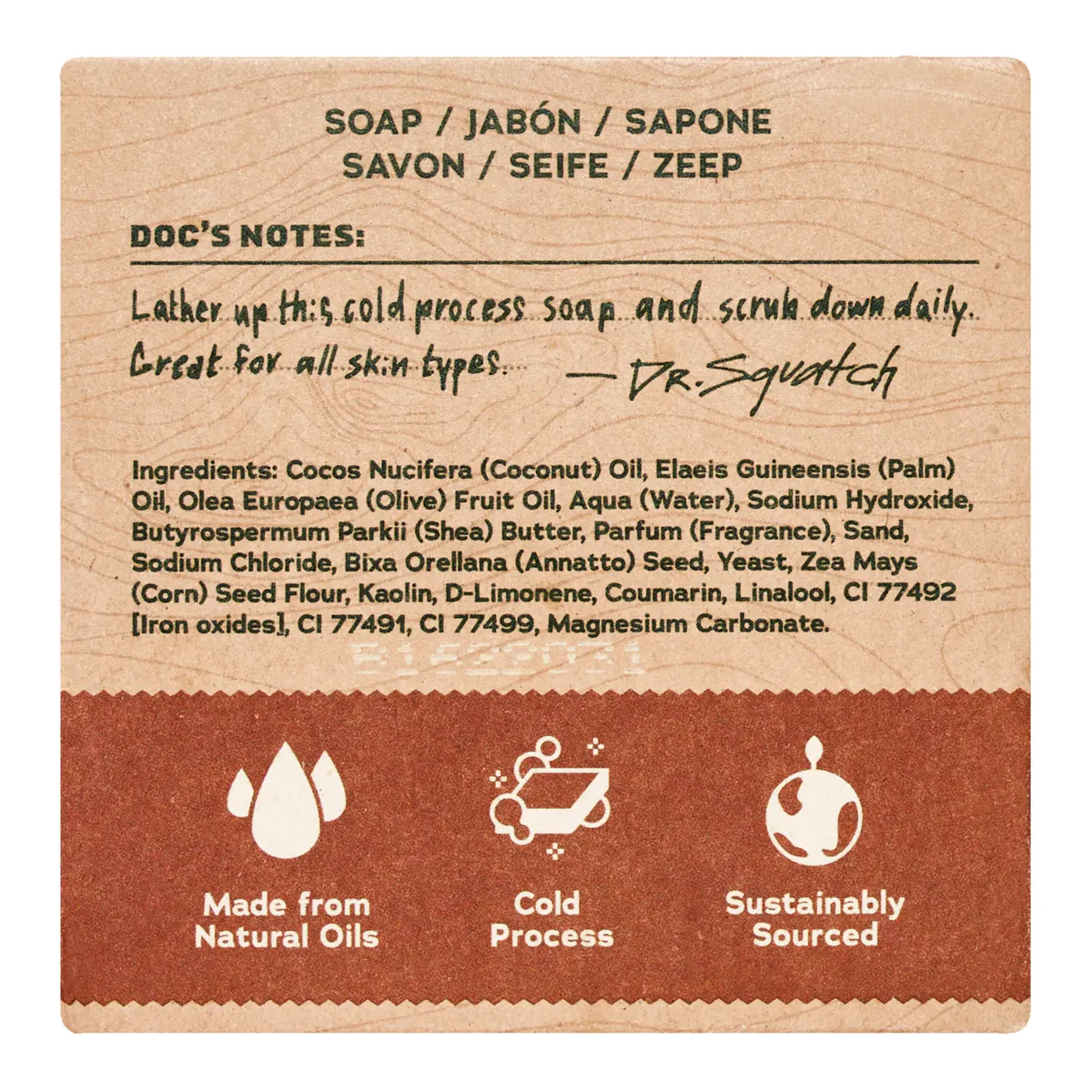 Dr Squatch Wood Barrel Bourbon Natural Bar Soap for Men 141g 5 Pack, view 3