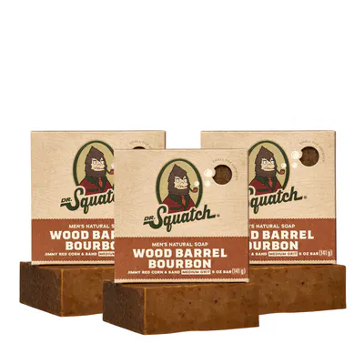 Dr Squatch Wood Barrel Bourbon Natural Bar Soap for Men 141g Trio Bundle