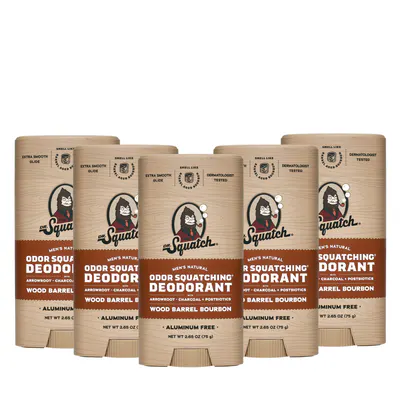 Dr Squatch Wood Barrel Bourbon Natural Deodorant for Men 75g 5 Pack