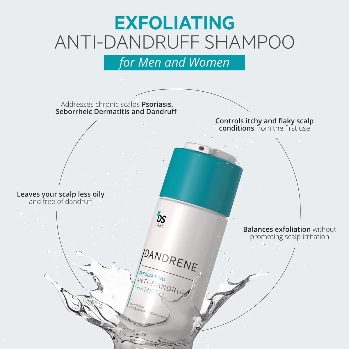 DS Laboratories Dandrene Exfoliating Anti-Dandruff Shampoo 205ml, view 2