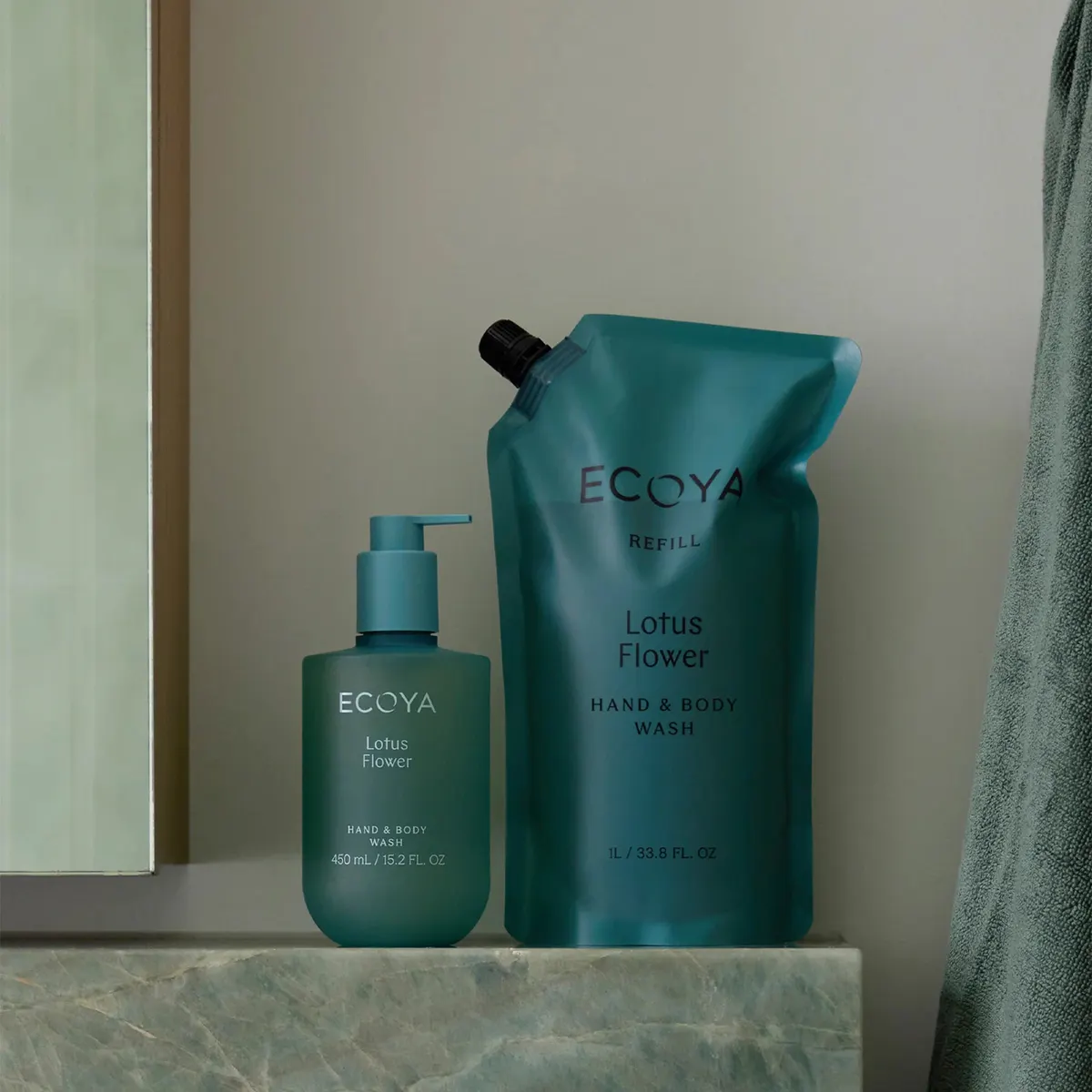 ECOYA Hand & Body Wash 450ml - Lotus Flower, view 5