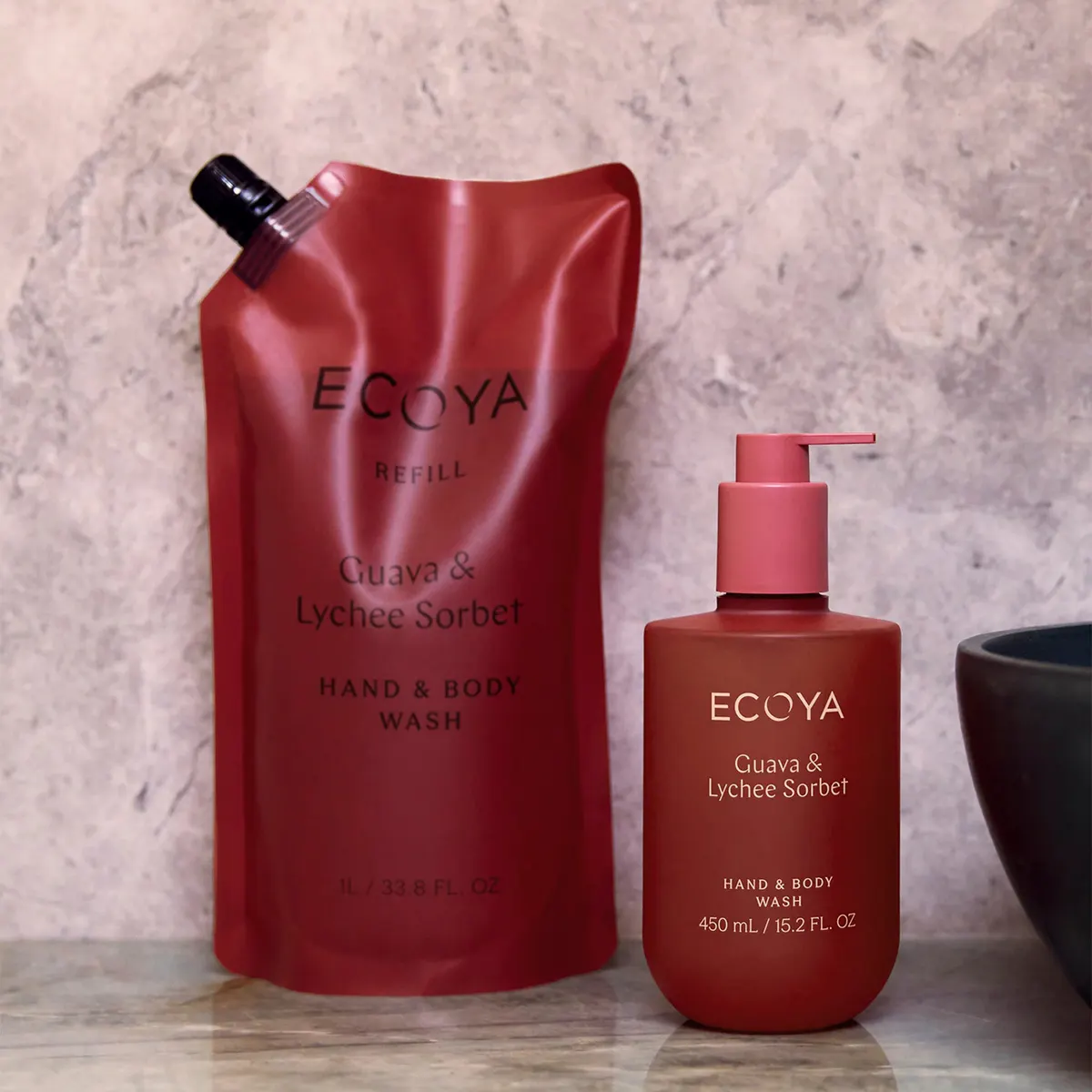 ECOYA Hand & Body Wash Refill 1000ml - Guava & Lychee Sorbet, view 2