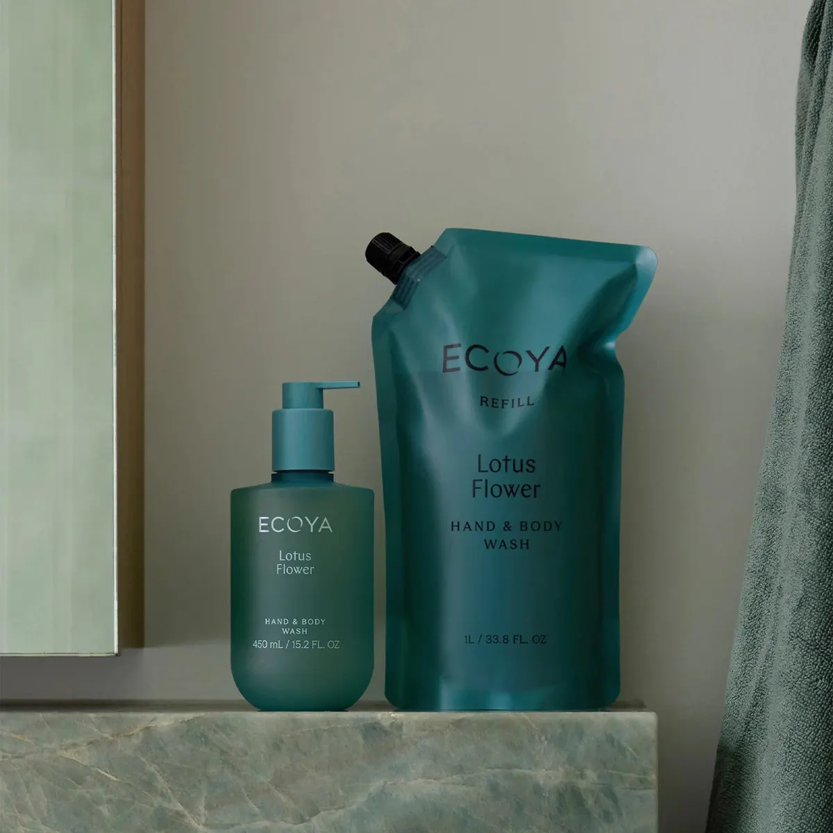 ECOYA Hand & Body Wash Refill 1000ml Lotus Flower, view 2