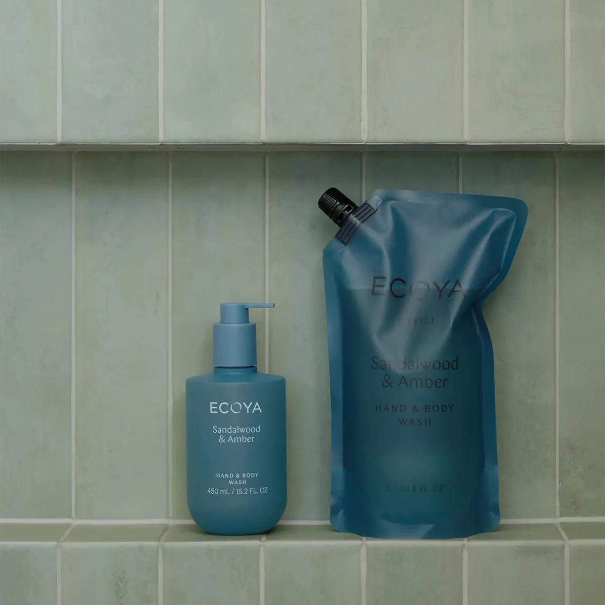 ECOYA Hand & Body Wash Refill 1000ml - Sandalwood & Amber, view 2