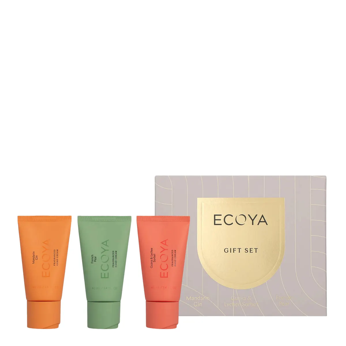 ECOYA The Hand Cream Edit Mandarin Gin, French Pear And Guava & Lychee Sorbet