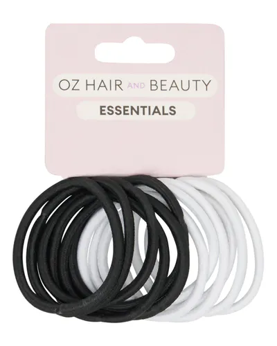 Oz Essentials Hair Elastic 12 Pack - White/Black