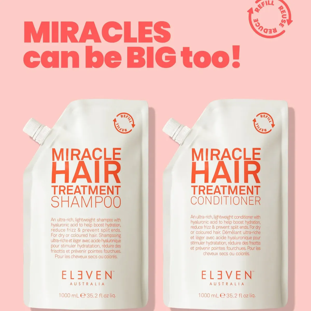 ELEVEN Australia Miracle Conditioner 1L Refill Pouch, view 2