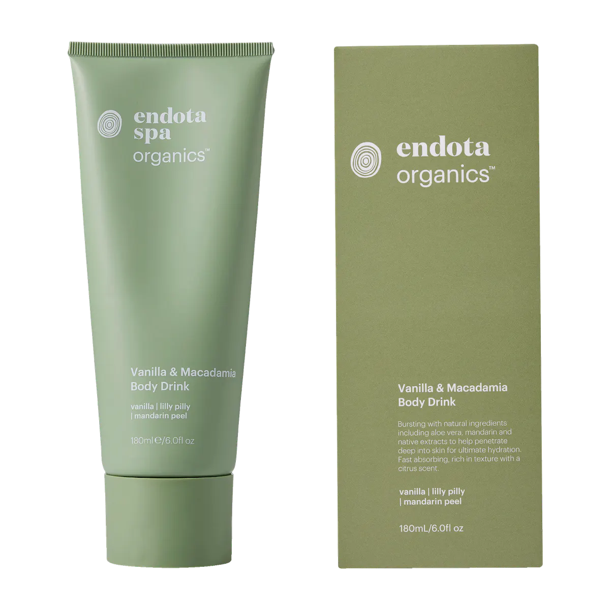 Endota Organics Vanilla & Macadamia Body Drink 180ml, view 2