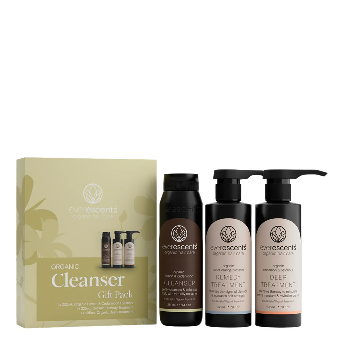 EverEscents Organic Cleanser Trio Pack w/ Deep Treatment