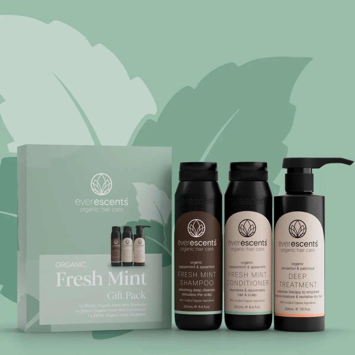 EverEscents Organic Mint Trio Pack with Deep Treatment, view 3