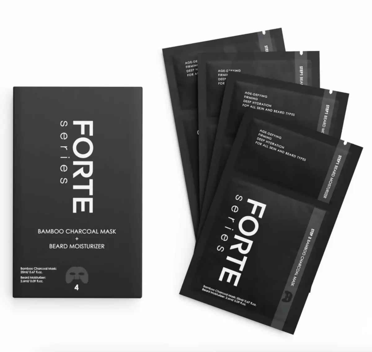 Forte Series Bamboo Charcoal Mask - 4 pack