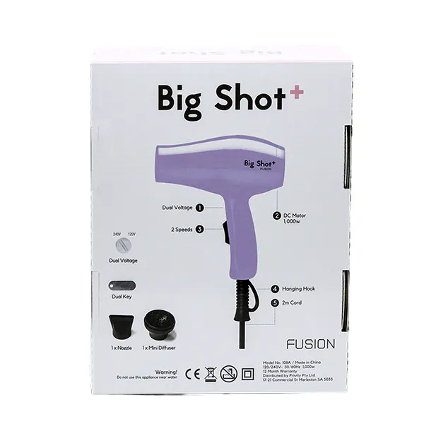 Fusion Big Shot + Travel Dryer Mauve Dual Voltage 1000 watts, view 3