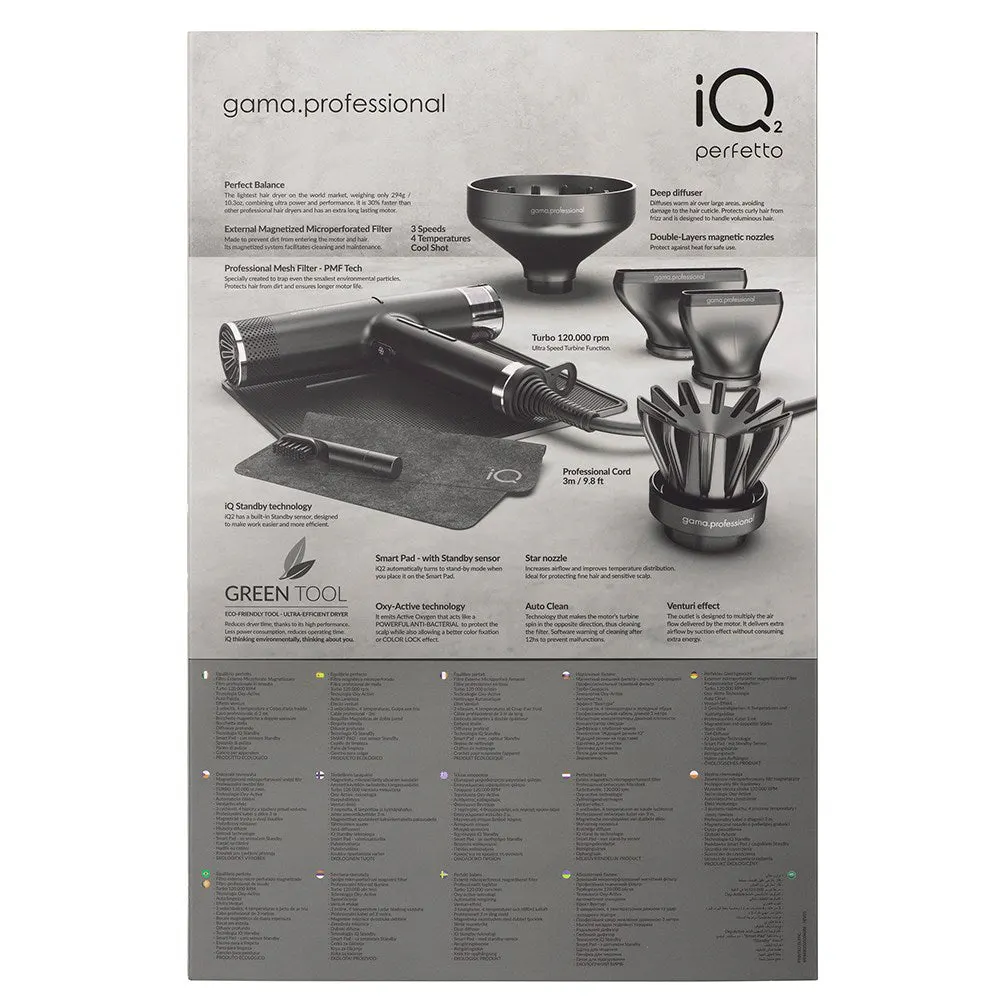 Gama Professional iQ2 Perfetto Hair Dryer Black, view 5
