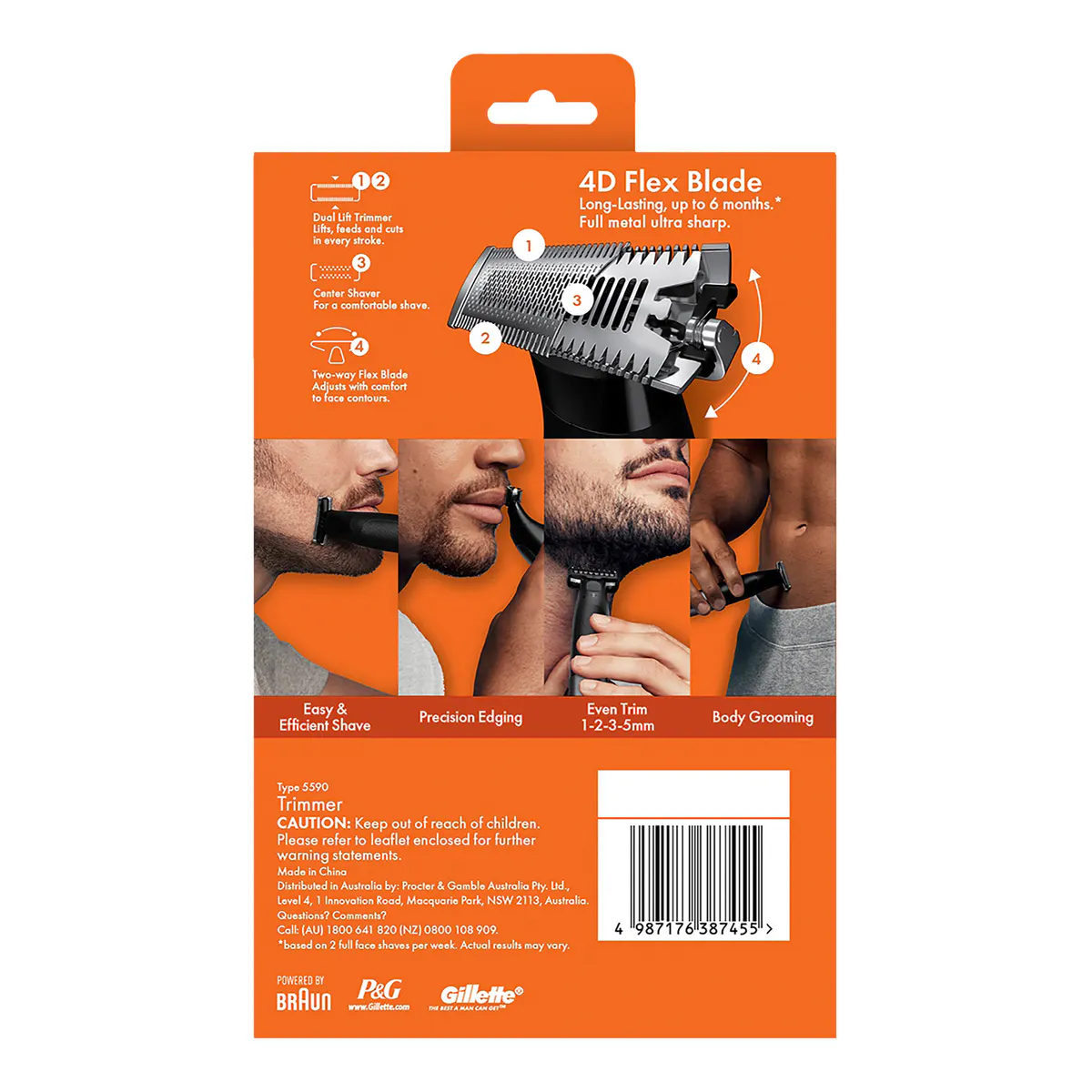 Gillette Fusion 1 Style Easy 4in1 FACE + BODY Trimmer + 4 Combs, view 3