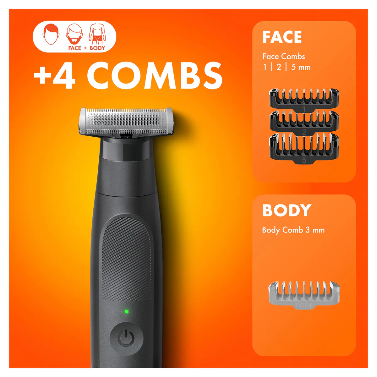 Gillette Fusion 1 Style Easy 4in1 FACE + BODY Trimmer + 4 Combs, view 5