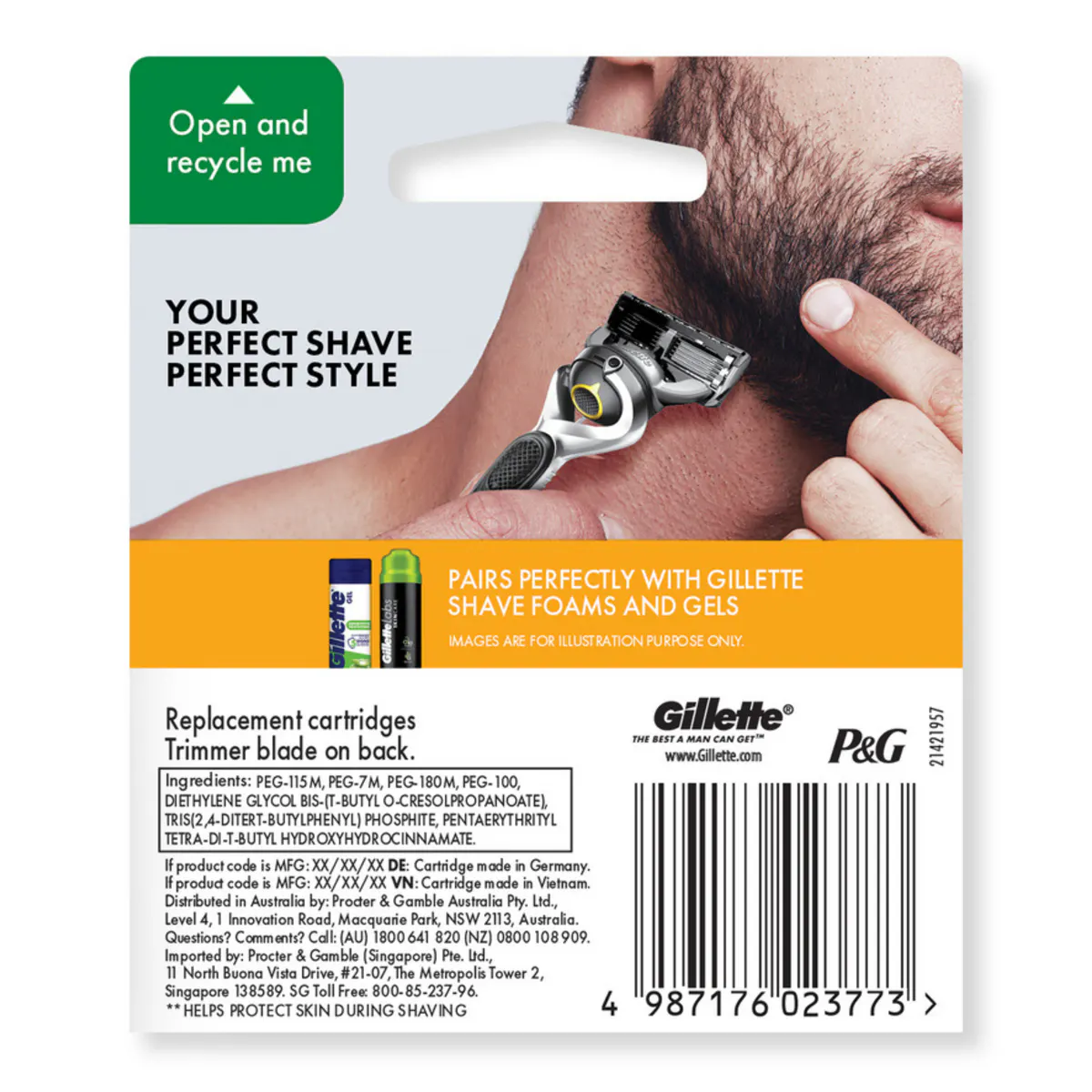 Gillette Fusion 1 Style Men Blade Refills 4pk, view 3