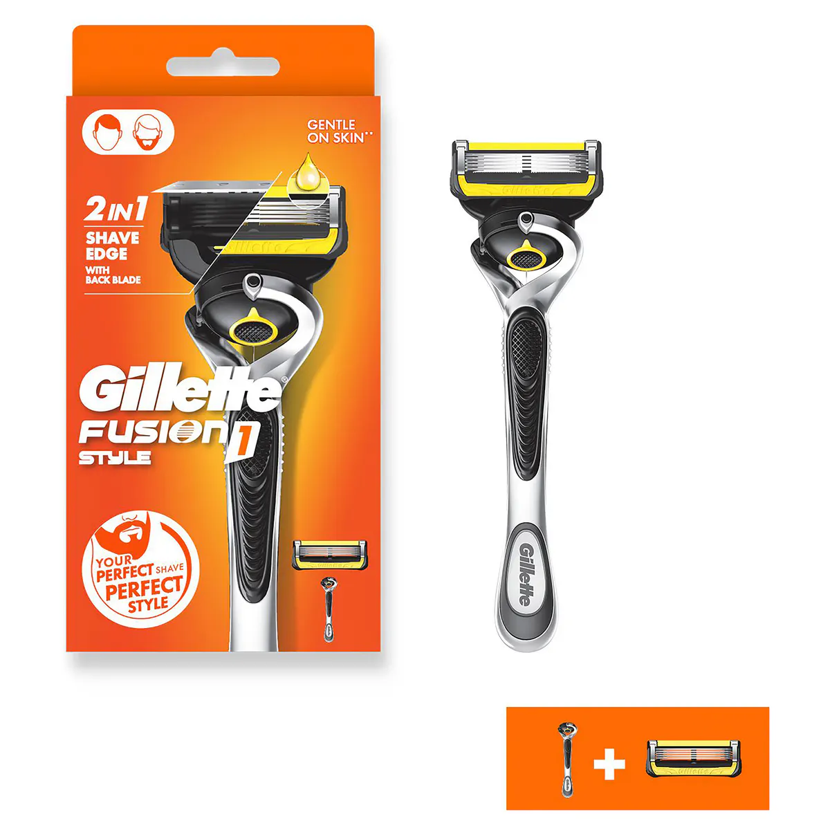 Gillette Fusion 1 Style Men Razor Handle + 1 Blade Refill, view 2