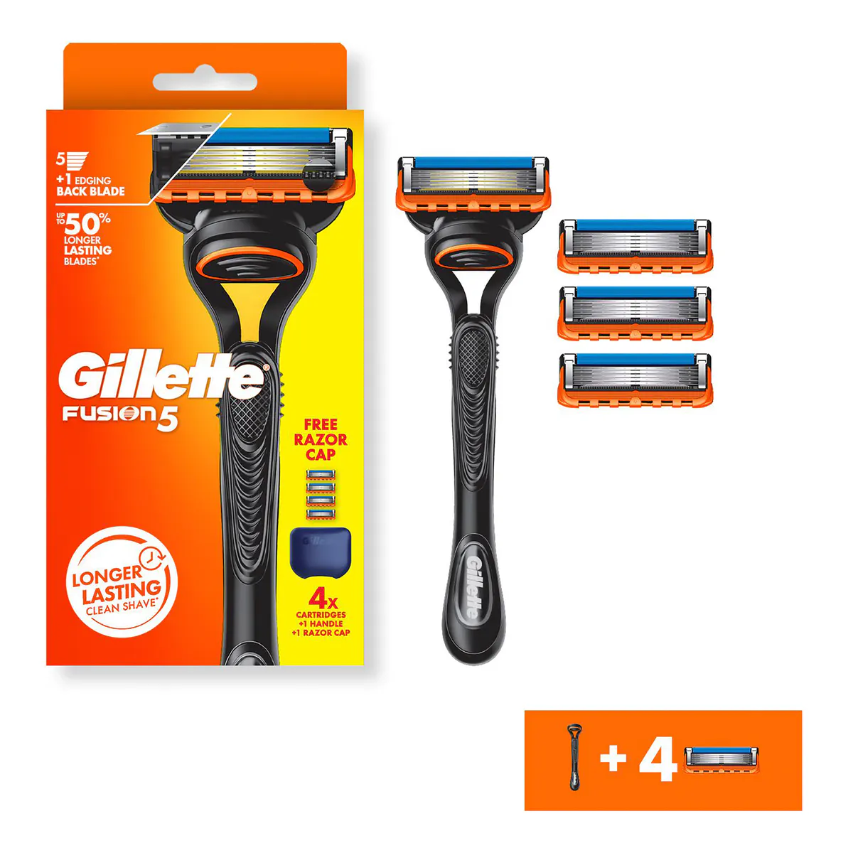 Gillette Fusion Manual Men's Razor Handle + 4 Razor Blades Refills, view 2