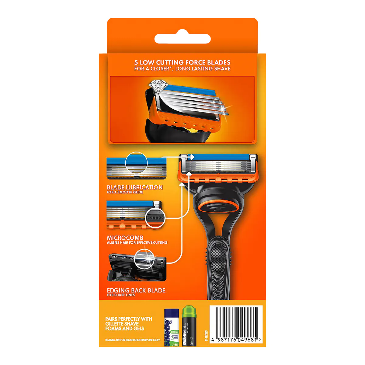 Gillette Fusion Manual Men's Razor Handle + 4 Razor Blades Refills, view 3